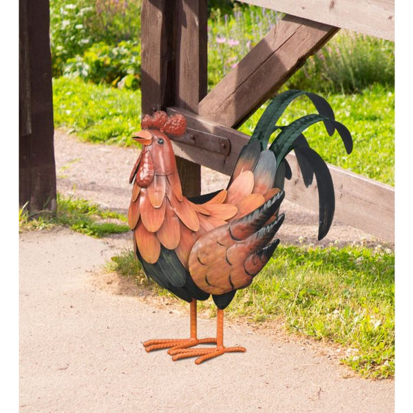 "Golden" Rooster Small Garden Statuary