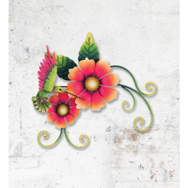 "3D Hummingbird with Double Flower" Wall Decor