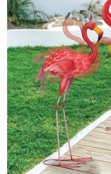 "3D Flamingo Rocker" Garden Statuary